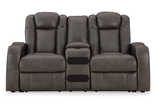 Fyne-Dyme Power Reclining Loveseat With Console