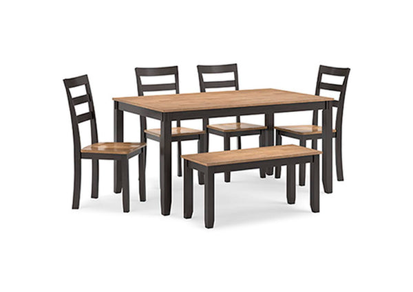 Gesthaven Dining Table with 4 Chairs and Bench (Set of 6)