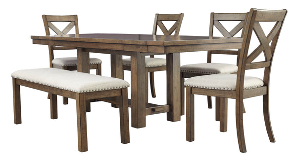 Moriville Dining Extension Table & chairs with bench ( Sets of 6 )