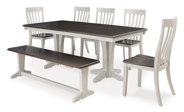 Darborn Dining Table & Chairs & Bench ( Set of 7 )