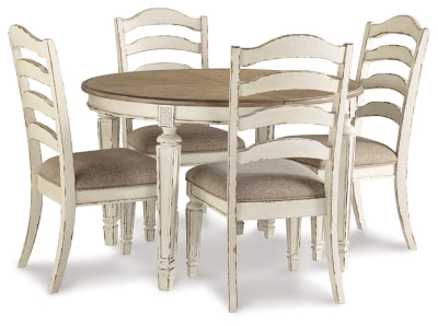 wood dining table with white chairs