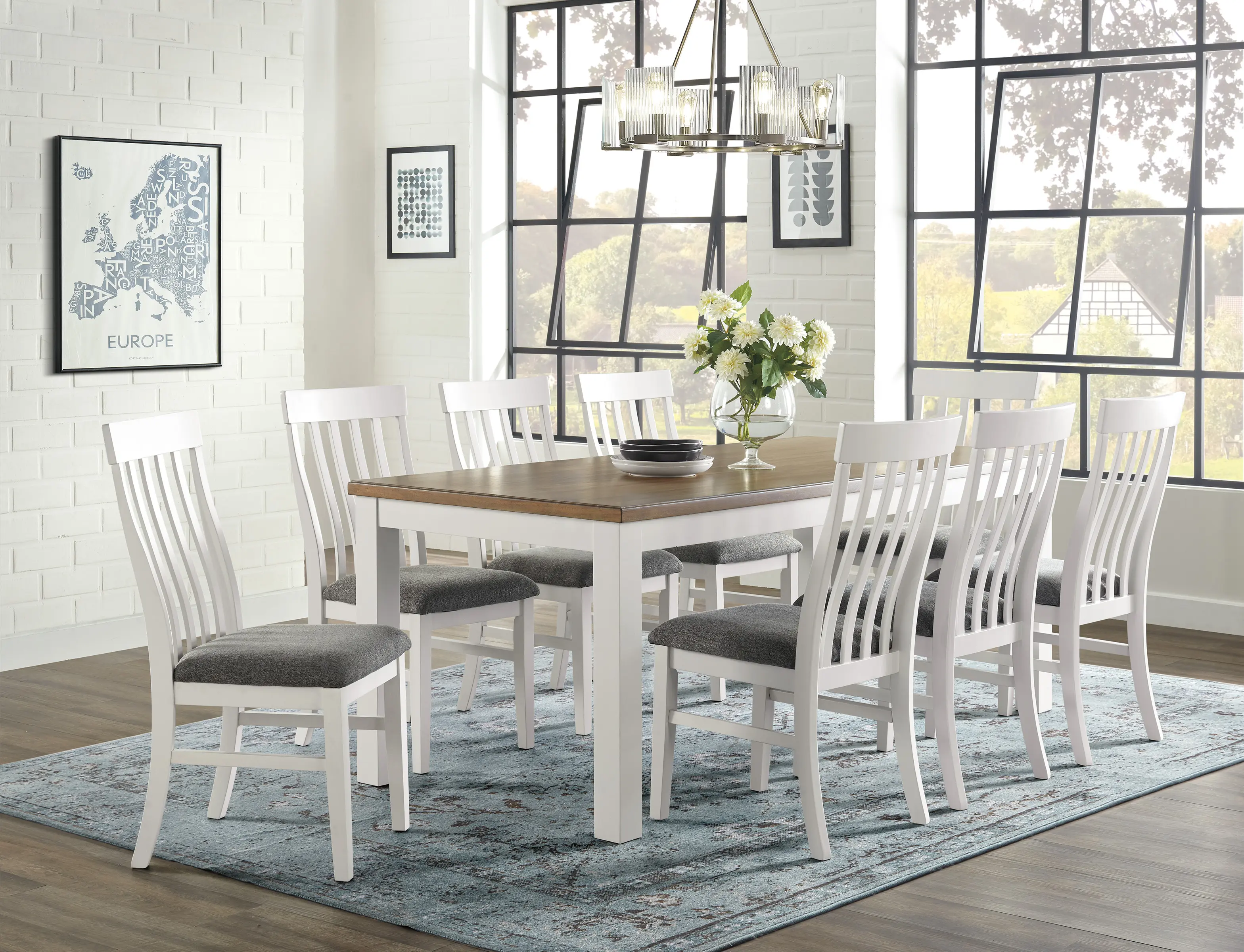WESTCONI DINING TABLE AND CHAIRS(SET OF 9)