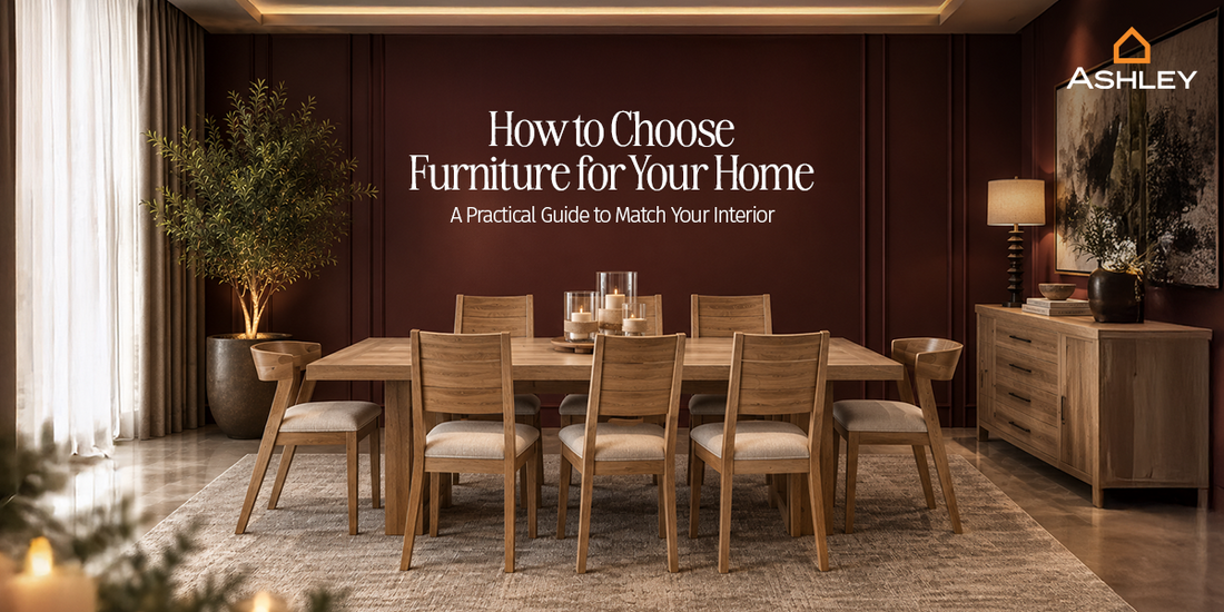 How to choose furniture for your home by matching furniture styles, colours and décor in a modern living room.