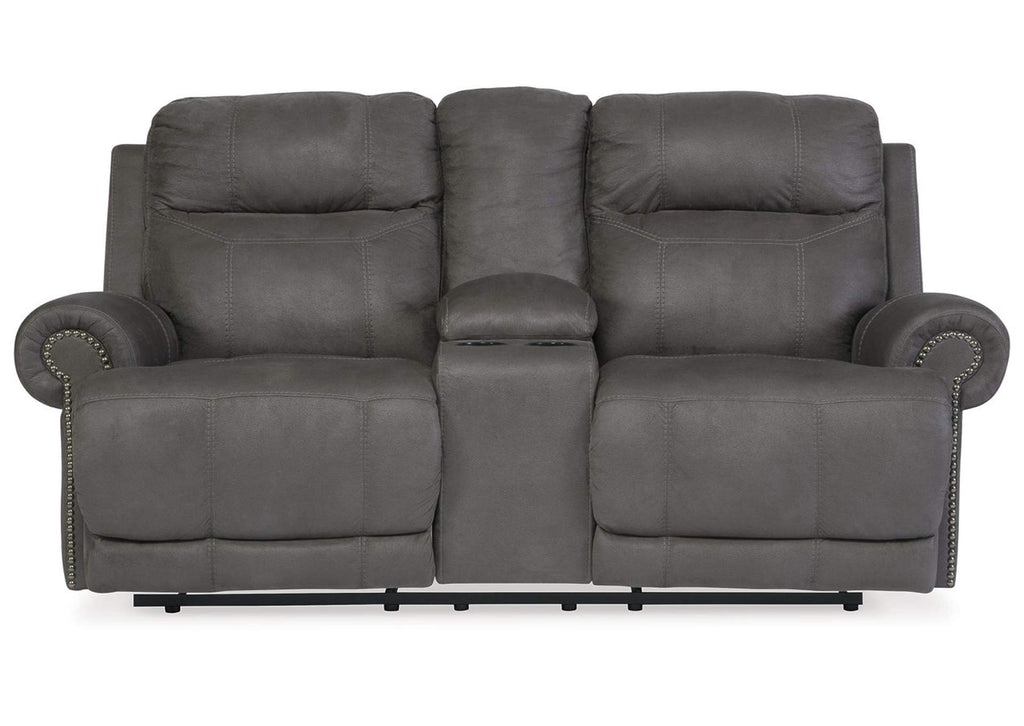 Austere Reclining Loveseat With Console