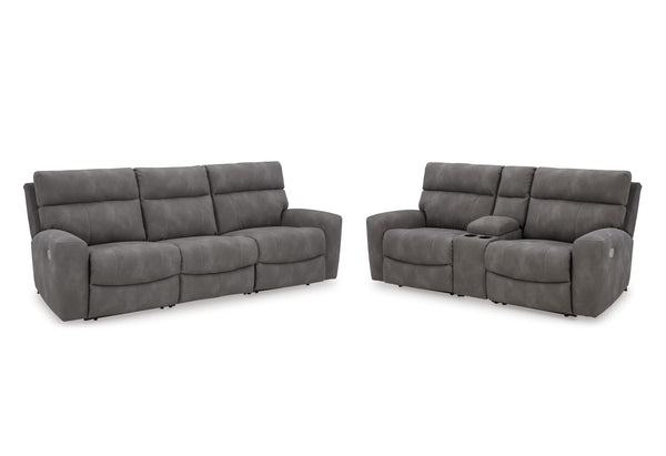 Next-Gen DuraPella Power Reclining Sectional Sofa and Loveseat with Console