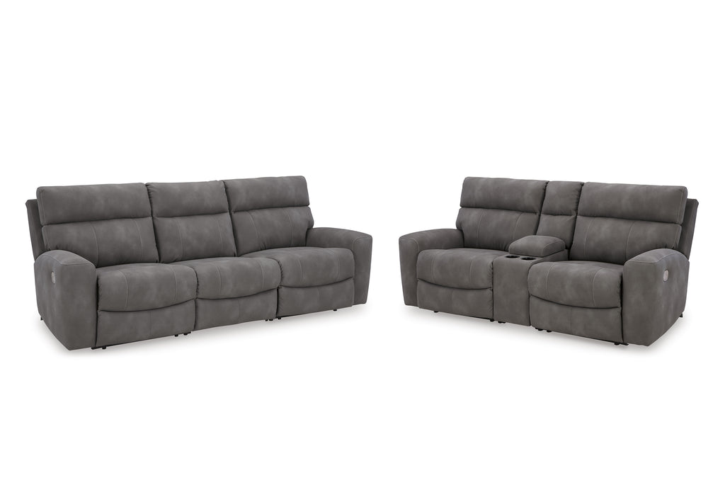 Next-Gen DuraPella Power Reclining Sectional Sofa and Loveseat with Console