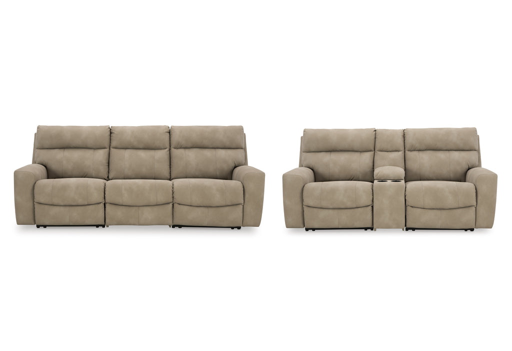 Next-Gen DuraPella Power Reclining Sectional Sofa and Loveseat with Console