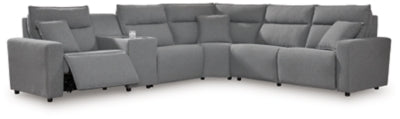Modmax 6-Piece Reclining Sectional with Console - Salt and Pepper