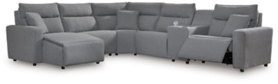 Modmax 6-Piece Power Reclining Sectional with Chaise - Salt and Pepper