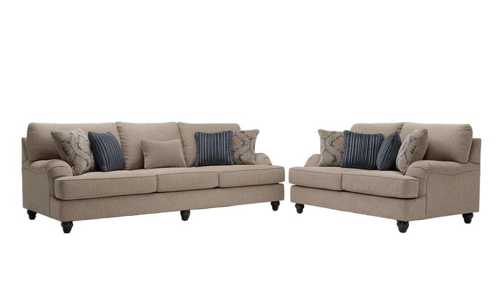 Tight-Rope Sofa and Loveseat - Pewter