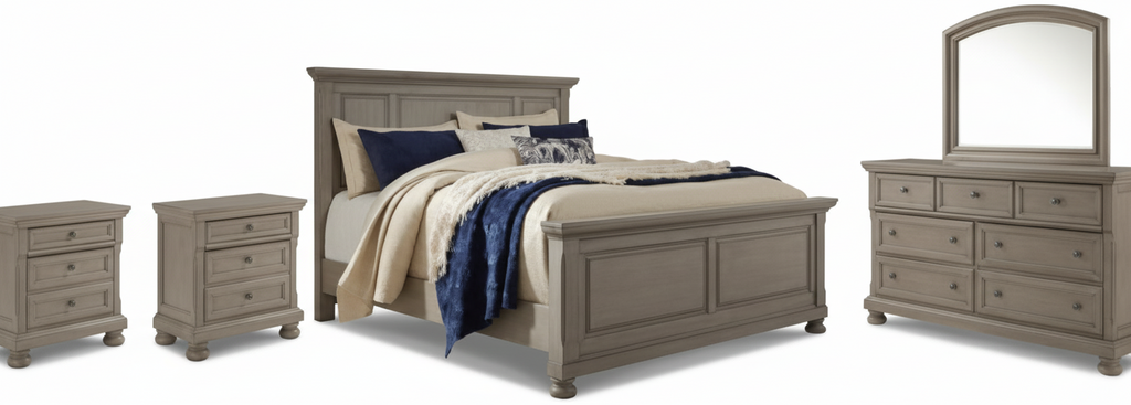 Lettner Queen Panel Bed, Dresser, Mirror and 2 Nightstands