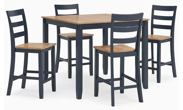 Gesthaven Counter Height Dining Table and 4 Barstools - Natural Blue