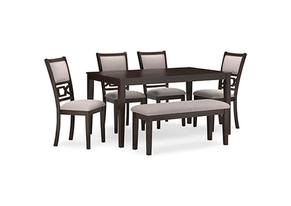 Langwest Dining Table and 4 Chairs and Bench (Set of 6)