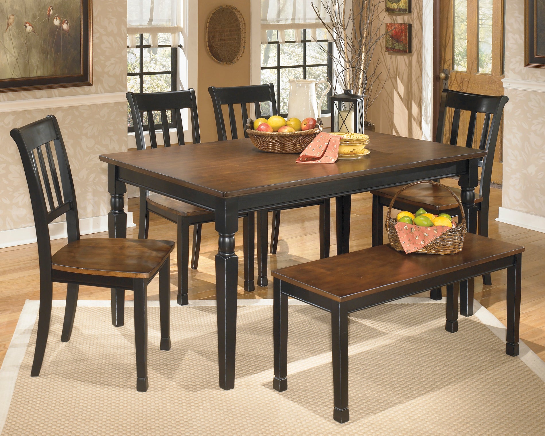 Ashley furniture tables with benches sale