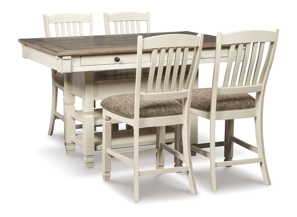 Bolanburg Counter Height Dining Table, 4 Stools, Bench and 2 Display Cabinets
