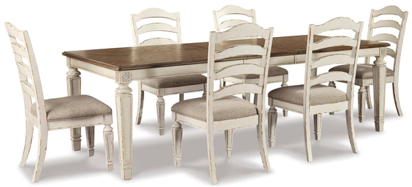 Realyn Dining Table and 6 Chairs with Server