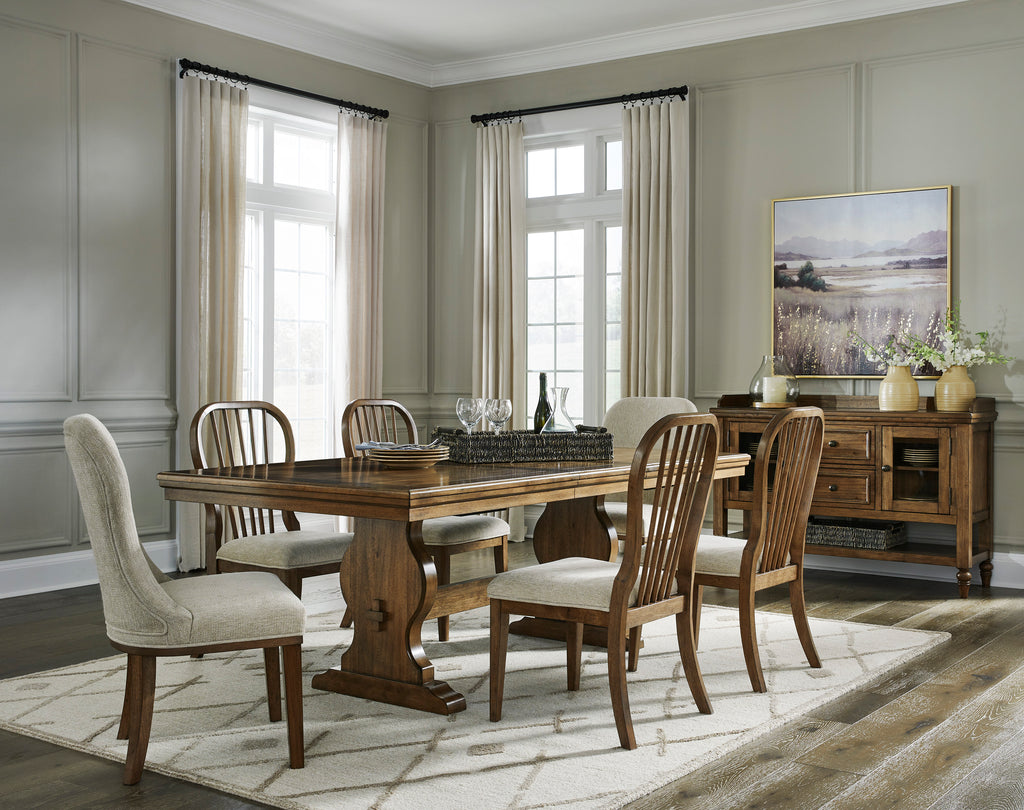 Sturlayne Ext Rectangular Table and Chairs with Room Server(Set of 8)