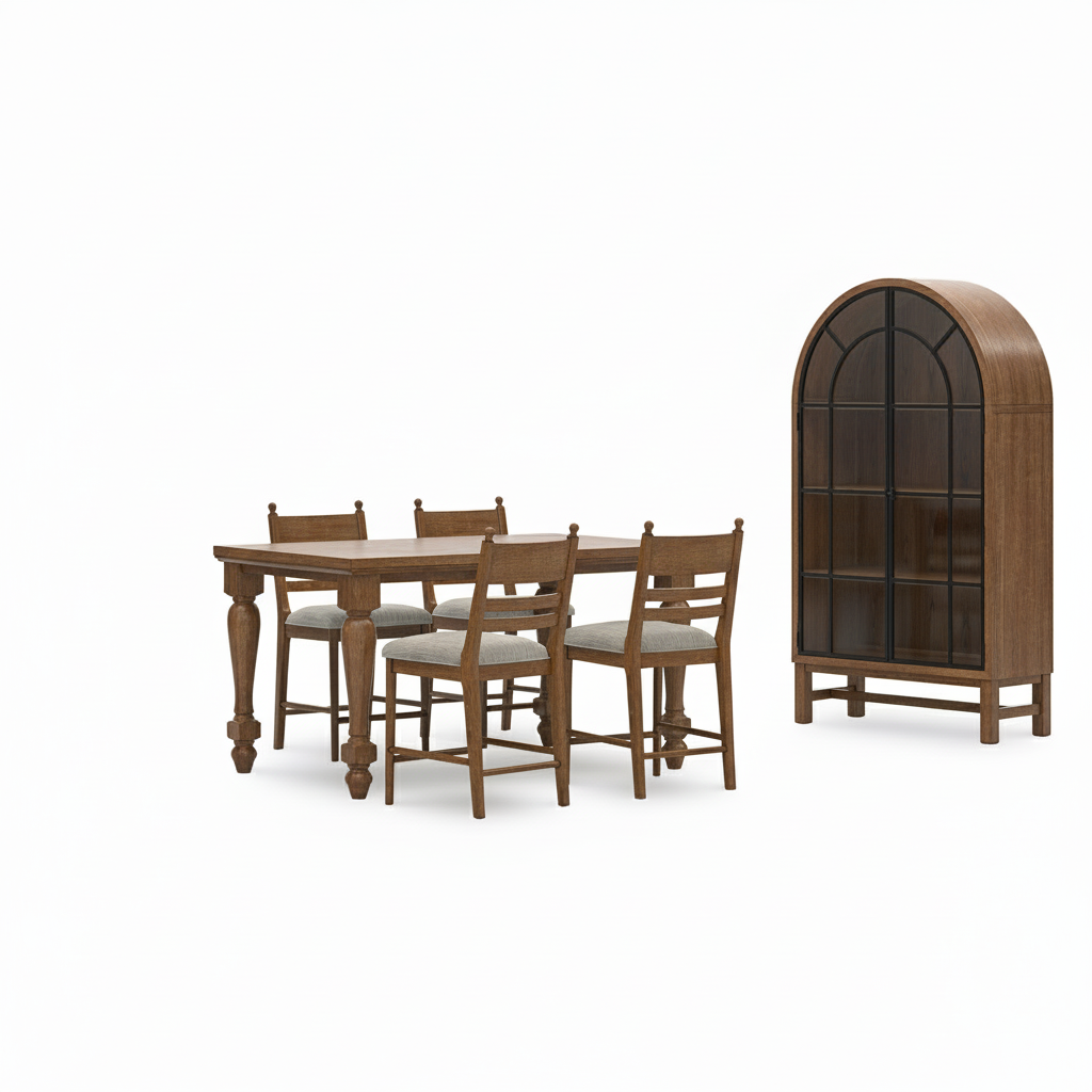 Chadworth Dining Table & 4 Chairs With Display Cabinet (Set of 6)