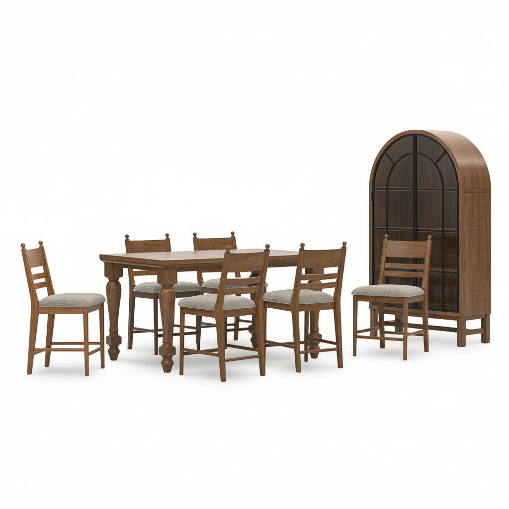 Chadworth Dining Table & 6 Chairs With Display Cabinet (Set of 8)