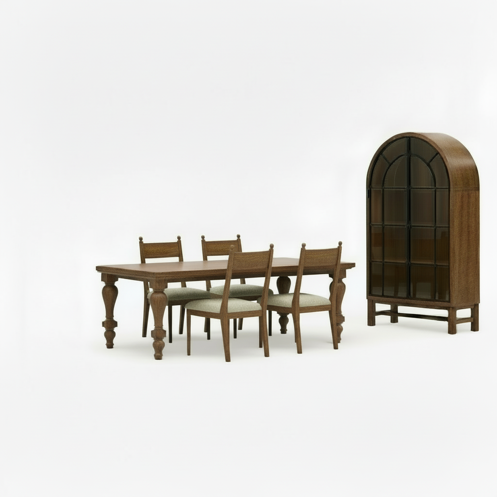 Chadworth Dining Table & 4 Chairs With Display Cabinet (Set of 6)