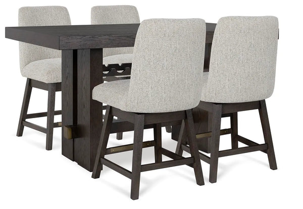 Burkhaus Counter Height Dining Table and 4 Barstools - Dark Brown (Set of 5)