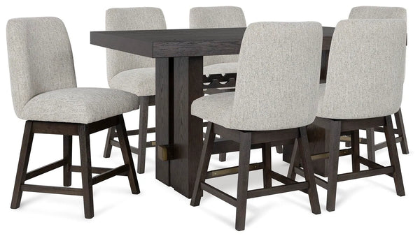 Burkhaus Counter Height Dining Table and 6 Barstools - Dark Brown (Set of 7)