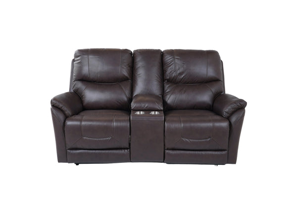 Dellington Power Recliner Loveseat With Console Adjustable Headrest - Brown