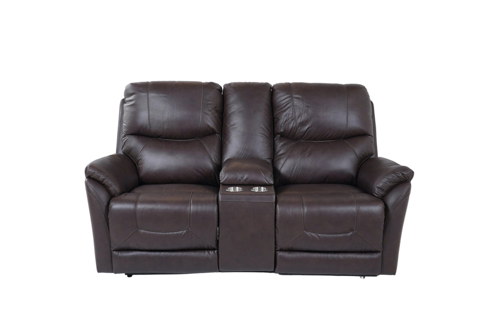 Dellington Power Recliner Loveseat With Console Adjustable Headrest - Brown
