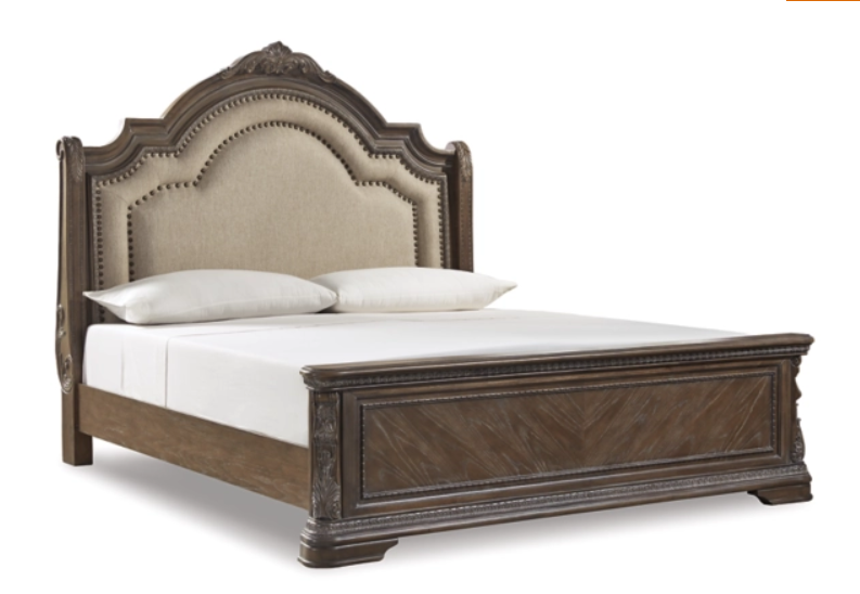 CHARMOND King Upholstered Sleigh Bed