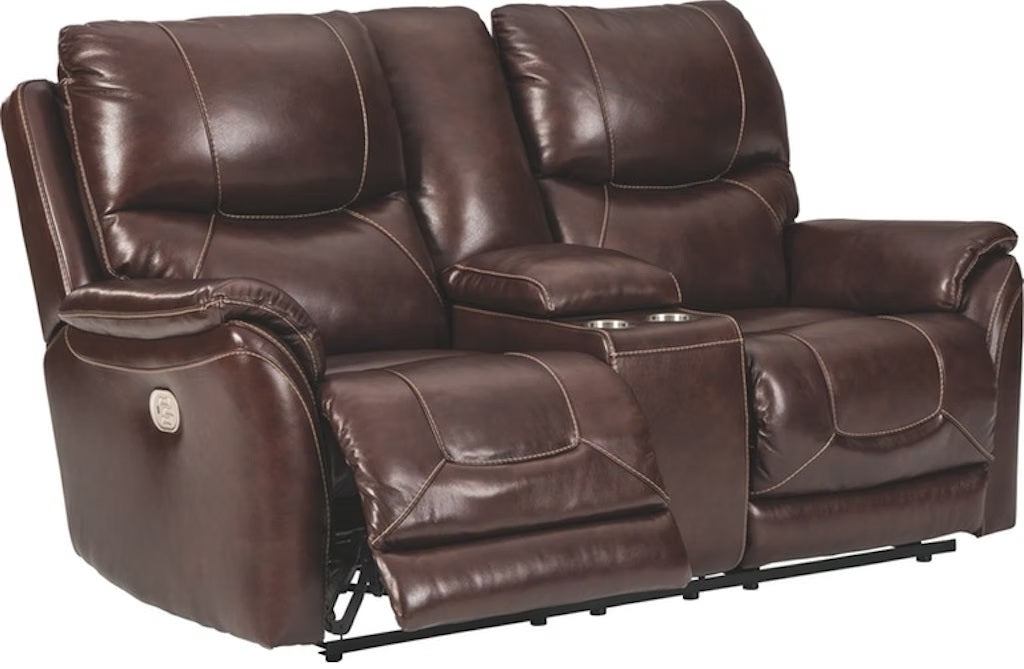 Dellington Power Recliner Loveseat With Console Adjustable Headrest