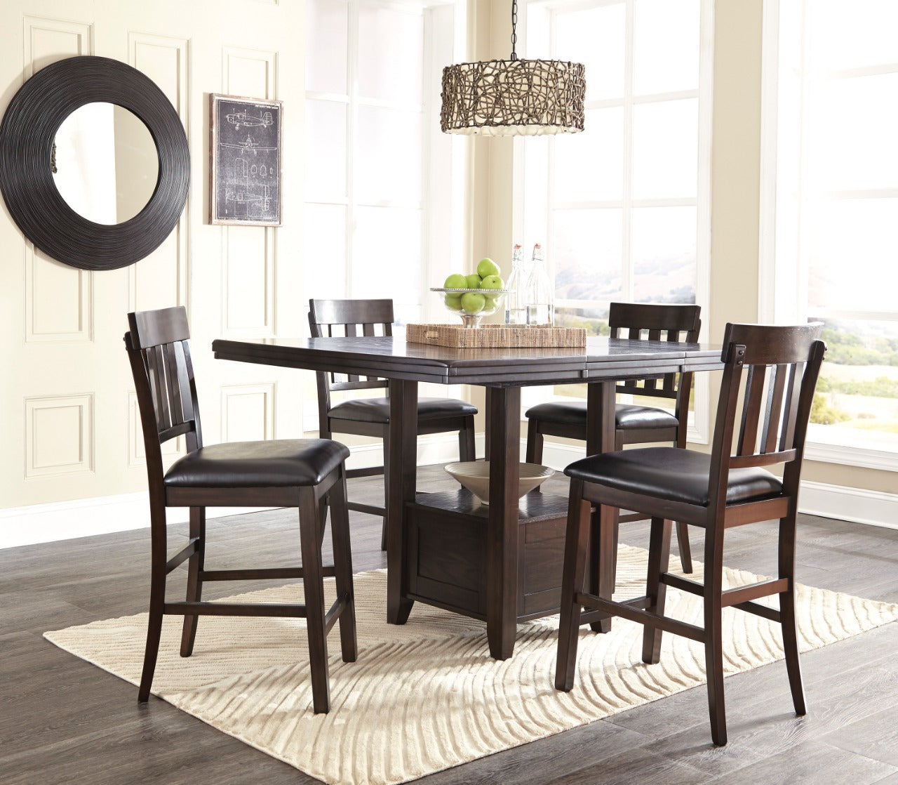 Haddigan Counter Height Dining Extension Table and chairs (SET OF 5)