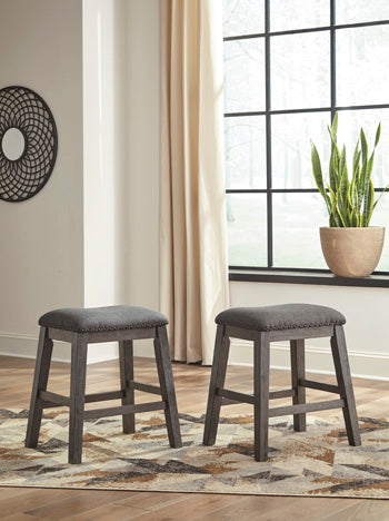 Caitbrook Counter Height Upholstered Bar Stool (Set of 2) - Gray
