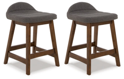 Lyncott Counter Height Bar Stool (Set of 2) - Charcoal and Brown