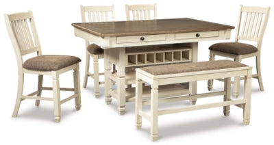 Bolanburg Counter Height Dining Table and 4 Barstools and Bench
